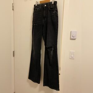 high waisted BDG black distressed denim flare jean